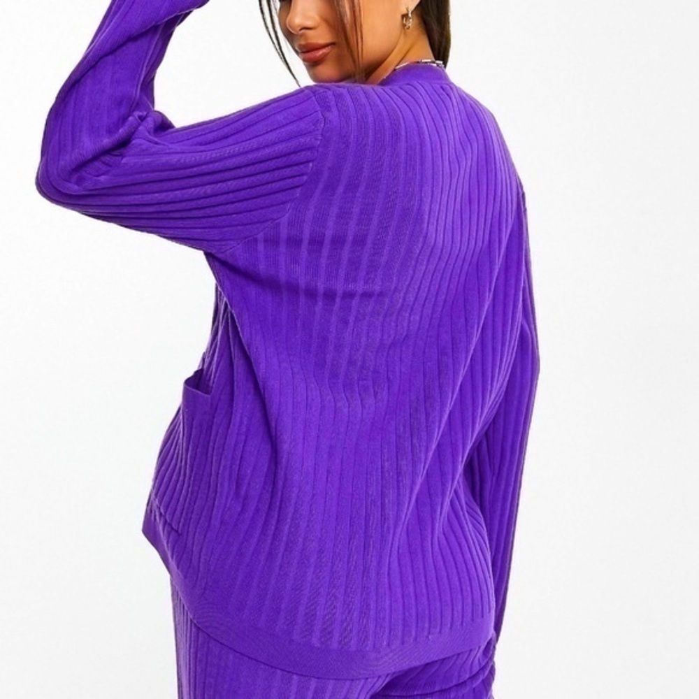 NWT The Frolic Maternity soft ribbed cardigan in purple set coord size 6 US - Picture 2 of 13